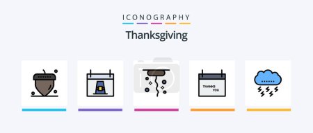 Illustration for Thanks Giving Line Filled 5 Icon Pack Including thanksgiving. acorn. tradition. thanks. thank. Creative Icons Design - Royalty Free Image