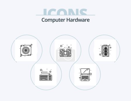 Ilustración de Equipo Hardware Line Icon Pack 5 Icon Design. disco duro. Conduce. Ordenador. almacenamiento. cpu - Imagen libre de derechos
