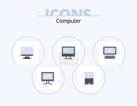 Illustration for Computer Flat Icon Pack 5 Icon Design. . . laptop. pc. device - Royalty Free Image
