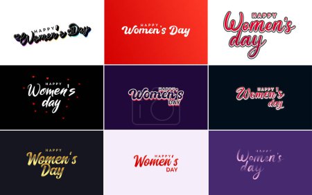 Illustration for Abstract Happy Women's Day logo with a love vector design in pink. purple. and black colors - Royalty Free Image