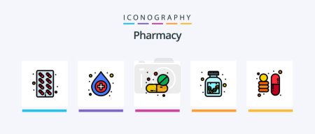 Illustration for Pharmacy Line Filled 5 Icon Pack Including . light bulb. science. innovation. medical bill. Creative Icons Design - Royalty Free Image