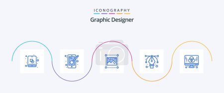 Téléchargez les illustrations : Graphic Designer Blue 5 Icon Pack Incluant designer. outil. design. graphique. image - en licence libre de droit