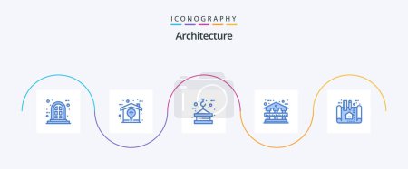 Illustration for Architecture Blue 5 Icon Pack Including plan. apartment. hook. bank building. architecture - Royalty Free Image