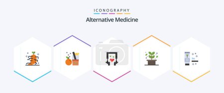 Ilustración de Alternative Medicine 25 Flat icon pack including environment. spa. ear buds. plant. herb - Imagen libre de derechos