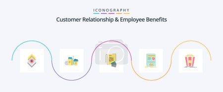 Illustration for Customer Relationship And Employee Benefits Flat 5 Icon Pack Including success. layout. coffee. presentation. credit - Royalty Free Image