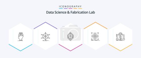 Illustration for Data Science And Fabrication Lab 25 Line icon pack including grid. architecture. information.layers - Royalty Free Image