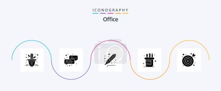 Ilustración de Paquete de iconos de Office Glyph 5 incluido. Marcador. oficina. ojo de toro - Imagen libre de derechos