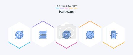 Illustration for Hardware 25 Blue icon pack including . cpu. chip. computer. circle - Royalty Free Image