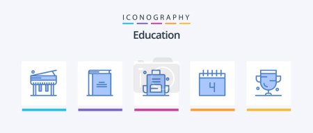 Illustration for Education Blue 5 Icon Pack Including achievement. schedule. backpack. education. school bag. Creative Icons Design - Royalty Free Image