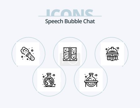 Illustration for Chat Line Icon Pack 5 Icon Design. . messaging. chat approve. chatting. error message - Royalty Free Image