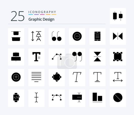 Ilustración de Diseño 25 Paquete de iconos de glifos sólidos incluyendo el centro. espejo. Añadir. horizontal. texto - Imagen libre de derechos