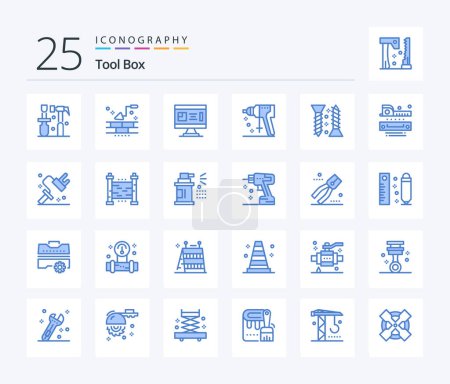 Illustration for Tools 25 Blue Color icon pack including construction. puncher. architecture. perforator. planning - Royalty Free Image