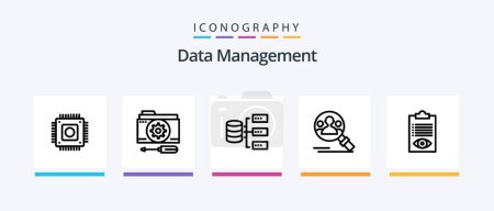Illustration for Data Management Line 5 Icon Pack Including video. folder. data. questionnaire. documents. Creative Icons Design - Royalty Free Image
