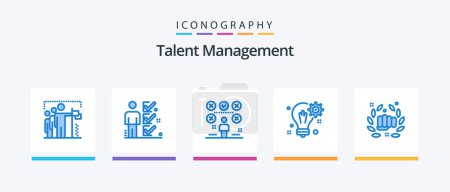 Illustration for Talent Management Blue 5 Icon Pack Including solution. bulb. tick. exams. man. Creative Icons Design - Royalty Free Image