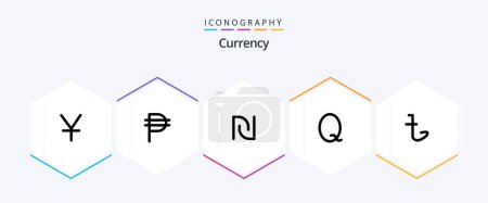 Illustration for Currency 25 FilledLine icon pack including taka. currency. currency. bangladesh. centavo - Royalty Free Image