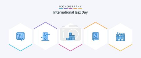 Ilustración de International Jazz Day 25 Blue icon pack including music. music. player. multimedia. album - Imagen libre de derechos
