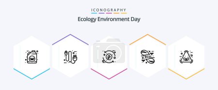 Illustration for Ecology 25 Line icon pack including leaf. energy. plug. eco. eco - Royalty Free Image