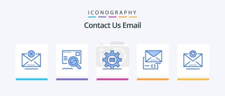 Téléchargez les illustrations : Email Blue 5 Icon Pack Including email. email. setting. document. message. Creative Icons Design - en licence libre de droit