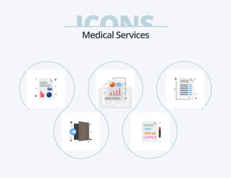 Téléchargez les illustrations : Medical Services Flat Icon Pack 5 Icon Design. document. medical. medical. graph. bar - en licence libre de droit