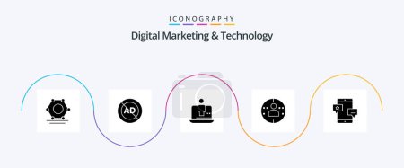 Ilustración de Digital Marketing And Technology Glyph 5 Icon Pack Including community. marketing. computer. profile. marketing - Imagen libre de derechos