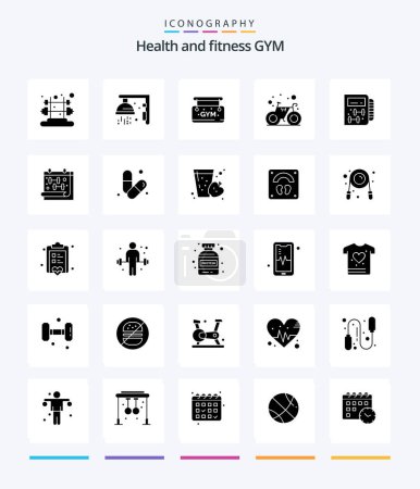 Illustration for Creative Gym 25 Glyph Solid Black icon pack  Such As planning. gym. board. fitness. cycle - Royalty Free Image