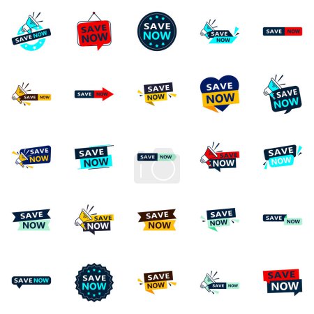 Ilustración de 25 Versatile Typographic Banners for promoting savings in different contexts - Imagen libre de derechos