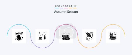 Illustration for Autumn Glyph 5 Icon Pack Including jar. honey. weather. fall. firewood - Royalty Free Image