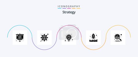Illustration for Strategy Glyph 5 Icon Pack Including analysis. business. solution. up. rocket - Royalty Free Image