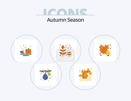 Illustration for Autumn Flat Icon Pack 5 Icon Design. autumn. leaf. autumn. fall. autumn - Royalty Free Image