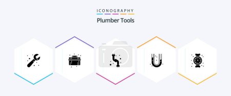Illustration for Plumber 25 Glyph icon pack including . gauge. - Royalty Free Image
