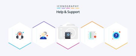 Illustration for Help And Support 25 Flat icon pack including support. faq. content. support. help - Royalty Free Image