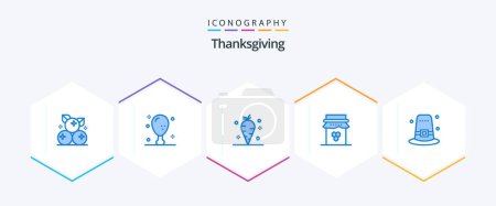 Téléchargez les illustrations : Thanksgiving 25 Blue icon pack including thanksgiving. jam. thanksgiving. honey. vitamin - en licence libre de droit