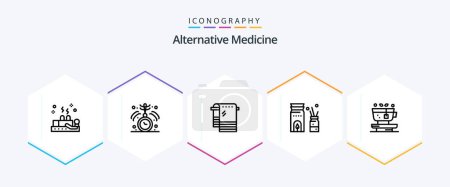 Illustration for Alternative Medicine 25 Line icon pack including nature. scent. bath. relax. aromatherapy - Royalty Free Image
