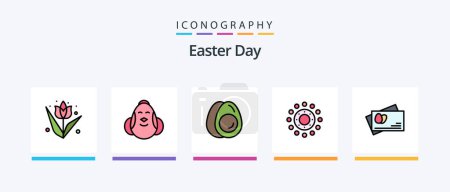 Illustration for Easter Line Filled 5 Icon Pack Including egg. egg. easter. passport. egg. Creative Icons Design - Royalty Free Image