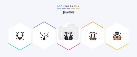 Ilustración de Jewellery 25 FilledLine icon pack including jewelry. gem. valuable. diamond. jewelry - Imagen libre de derechos