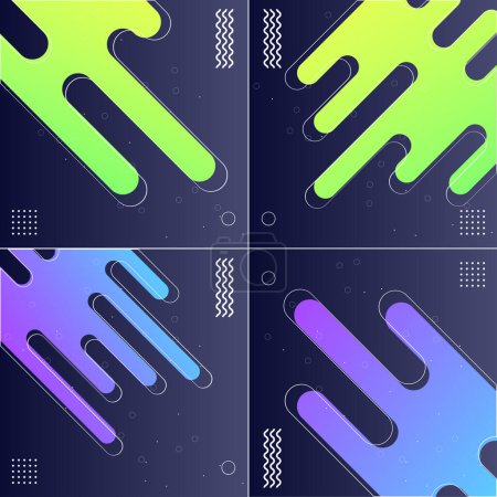 Ilustración de Pack of 4 Minimal Geometric Backgrounds with Bright and Trendy Colors - Imagen libre de derechos
