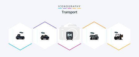 Téléchargez les illustrations : Transport 25 FilledLine icon pack including . transport. transportation. outline. transport - en licence libre de droit