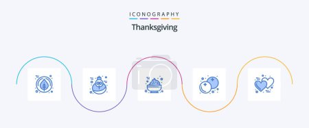 Illustration for Thanksgiving Blue 5 Icon Pack Including . romantic. porridge. love. thanksgiving - Royalty Free Image