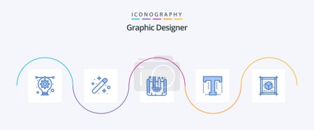 Illustration for Graphic Designer Blue 5 Icon Pack Including document. designer. graphical. tool. font - Royalty Free Image