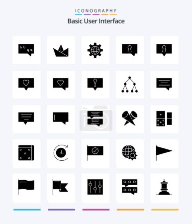 Ilustración de Paquete de iconos Creative Basic 25 Glyph Solid Black Como mensaje. alerta. mundo. Mensaje. como - Imagen libre de derechos