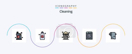 Illustration for Cleaning Line Filled Flat 5 Icon Pack Including cleaning. washing. soap. technology. home - Royalty Free Image
