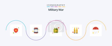 Ilustración de Military War Flat 5 Icon Pack Including bomb. war. army. shoot. bullets - Imagen libre de derechos