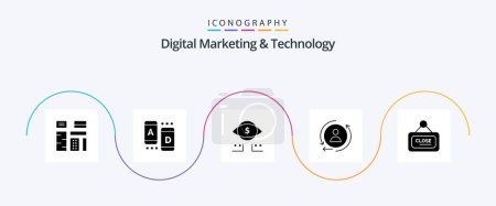 Ilustración de Digital Marketing And Technology Glyph 5 Icon Pack Including board. remarketing. tablet. marketing. digital - Imagen libre de derechos