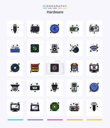 Illustration for Creative Hardware 25 Line FIlled icon pack  Such As radiator. fan. circle. computer. mobile - Royalty Free Image