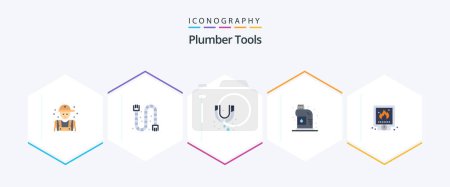 Téléchargez les illustrations : Plumber 25 Flat icon pack including mechanical. plumber. pipe. mechanical. plumbing - en licence libre de droit