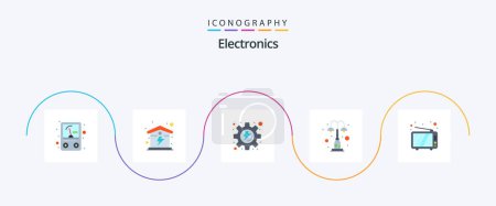 Illustration for Electronics Flat 5 Icon Pack Including tv. retro. gear. street. lights - Royalty Free Image