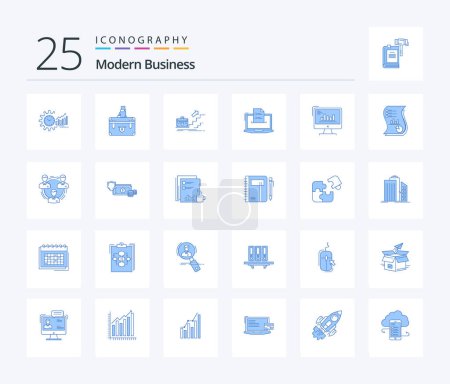 Ilustración de Modern Business 25 Blue Color icon pack including leader. business. briefcase. growth. marketing - Imagen libre de derechos