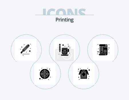 Téléchargez les illustrations : Printing Glyph Icon Pack 5 Icon Design. print. drink. cut. cup. page - en licence libre de droit