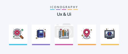 Téléchargez les illustrations : Ux And Ui Line Filled 5 Icon Pack Including account. implementation. configuration. agile. development. Creative Icons Design - en licence libre de droit