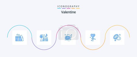 Illustration for Valentine Blue 5 Icon Pack Including . valentines day. park. love. wedding - Royalty Free Image